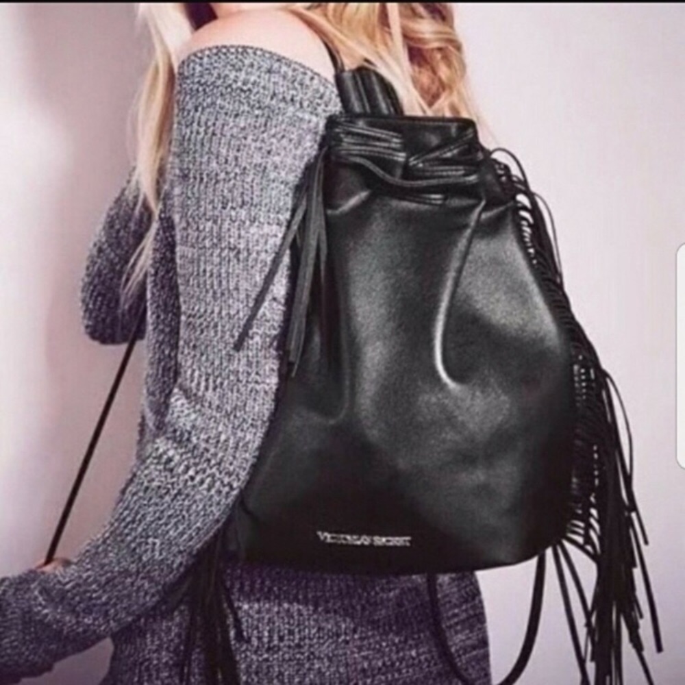 Victoria Secret Fringe Drawstring Backpack - Picture 7 of 7